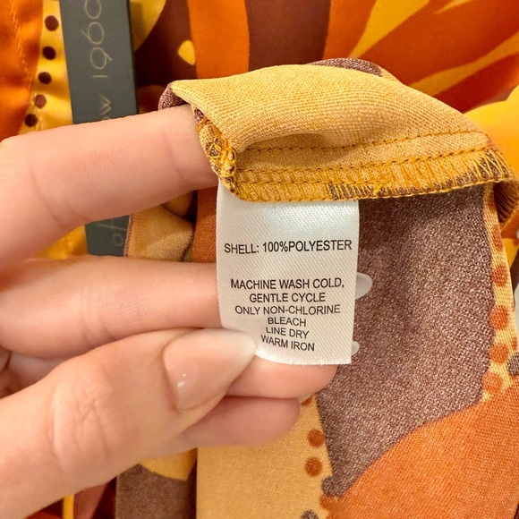 House Of Harlow Satin Button Down ShortSleeve Tropical Boho Retro Top Blouse- XS - Picture 8 of 8